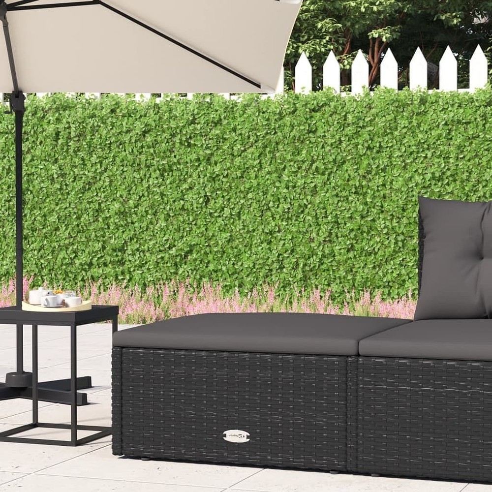 Black PE Rattan Modular Garden Footstool for Outdoor Spaces  