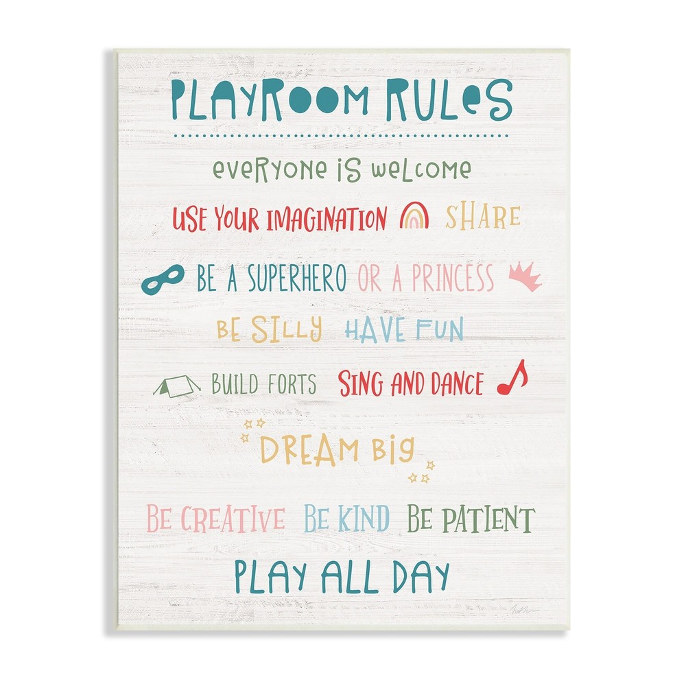 Stupell Grey Kids Playroom Rules Motivational Sign 13 x 19