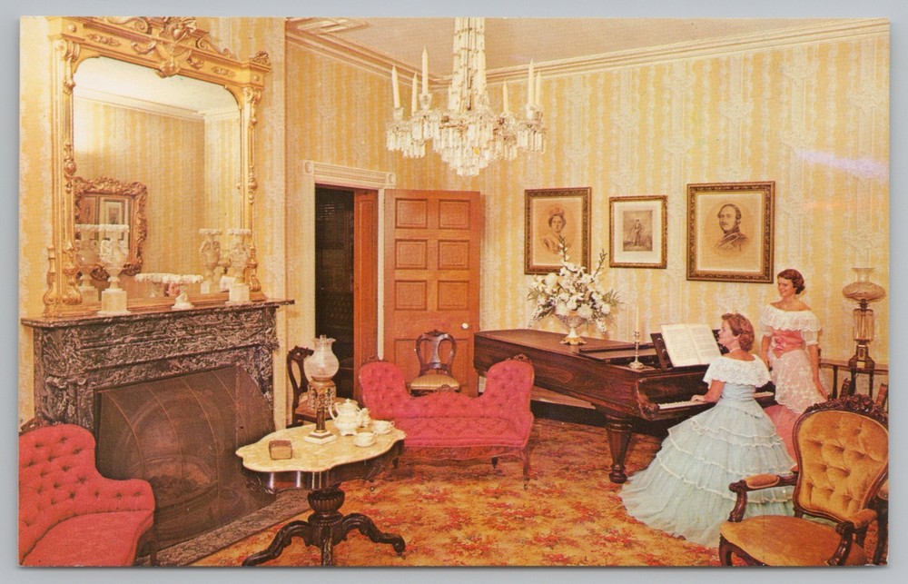 President & Patriotic~Wheatland~Drawing Room~Lancaster PA~Vintage Postcard