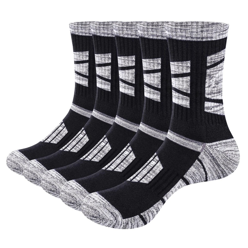 Mens Black Cotton Crew Socks Wicking Deodorant Work Boot Socks For Men 9-11 C...