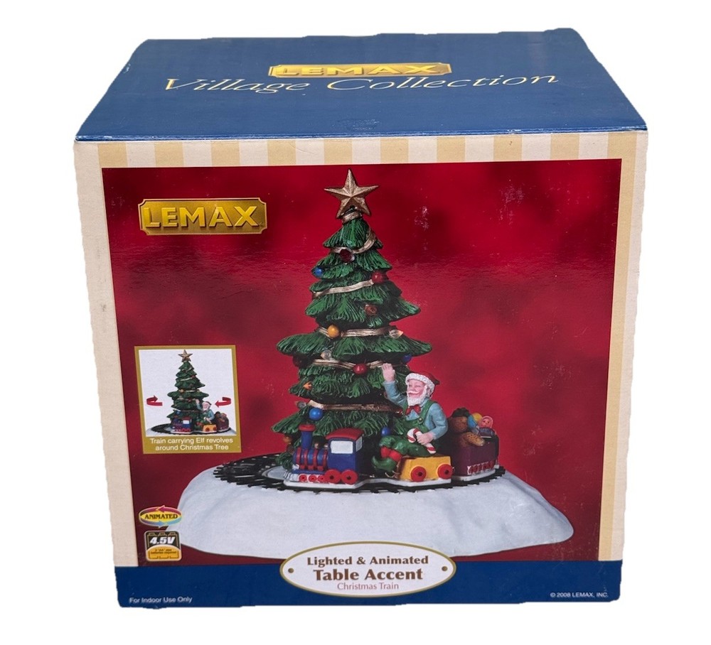 LEMAX 2008 Vintage Lighted Animated Christmas Train Table Accent with Original Box Excellent Condition-image
