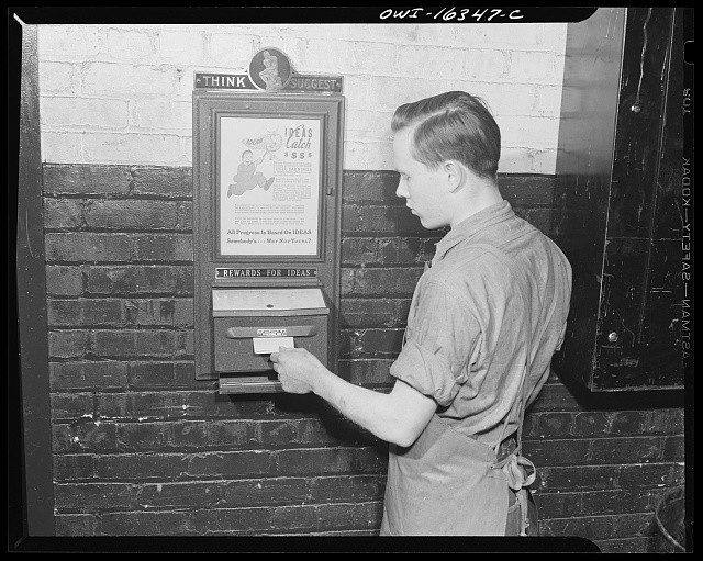 Detroit Michigan 1942 Cadillac Motor Car Division worker suggestion box
