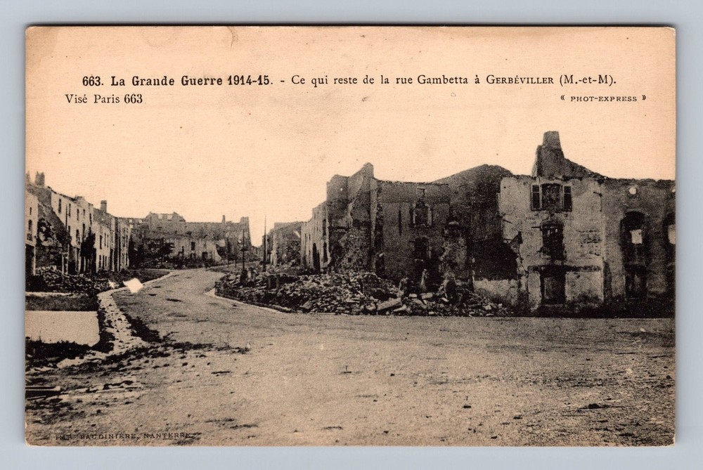 France- Paris Gambetta Street After WWI Bombing Old Card View Vintage Postcard
