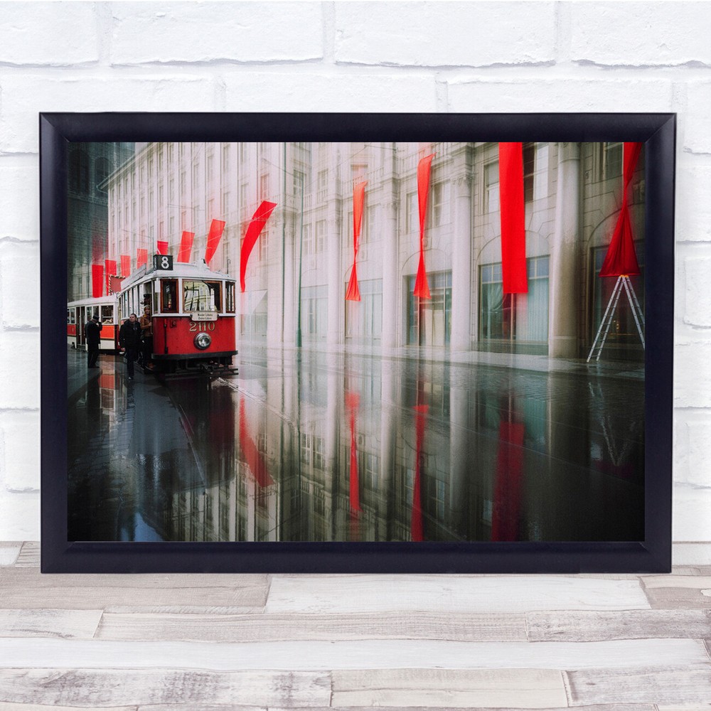 City Prague Prag Czech Republic Street Streetcar Rail Railway Wall Art Print