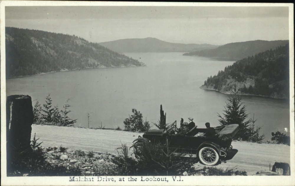 RPPC Vancouver Island BC Canada Lookout on Malahat Drive real photo postcard