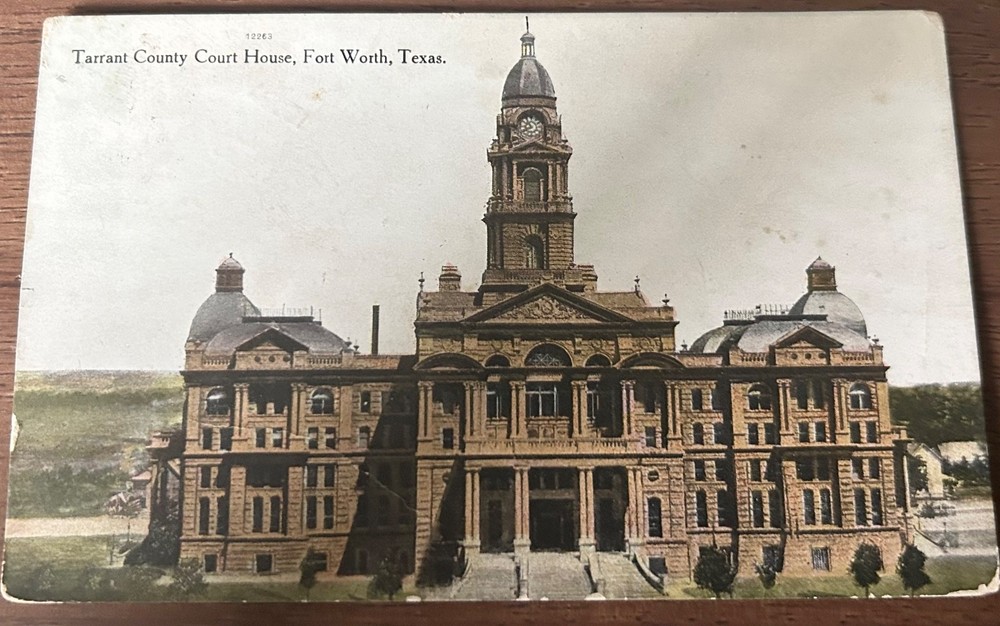 Tarrant County Court House Fort Worth Texas TX Postcard Postmark 1909