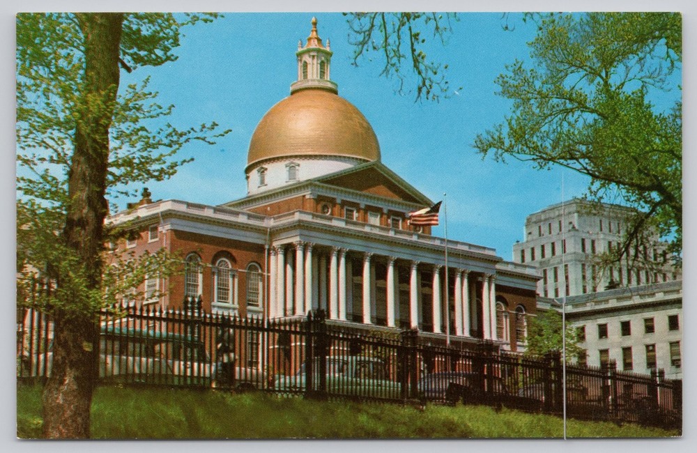 Vintage Boston State House Postcard Gold Dome Photochrome by Fred Jellison