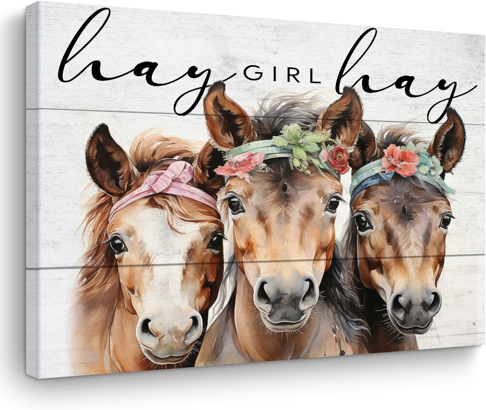 Cute Horse Decor Horse Gifts Canvas Wall Art Wall Decor Vintage Country Farmhous
