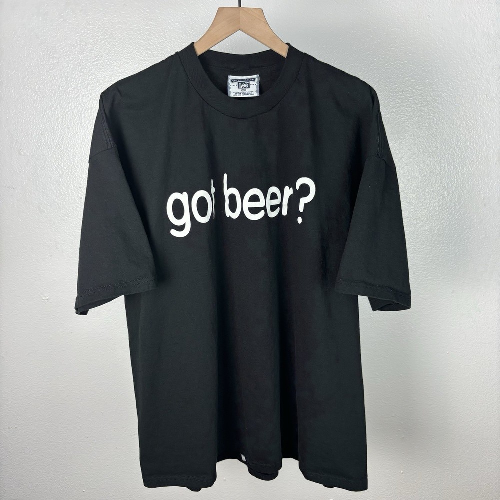 Vintage Got Beer? Milk Parody Comedy 90’s Y2K Lee Black T Shirt Size 2XL