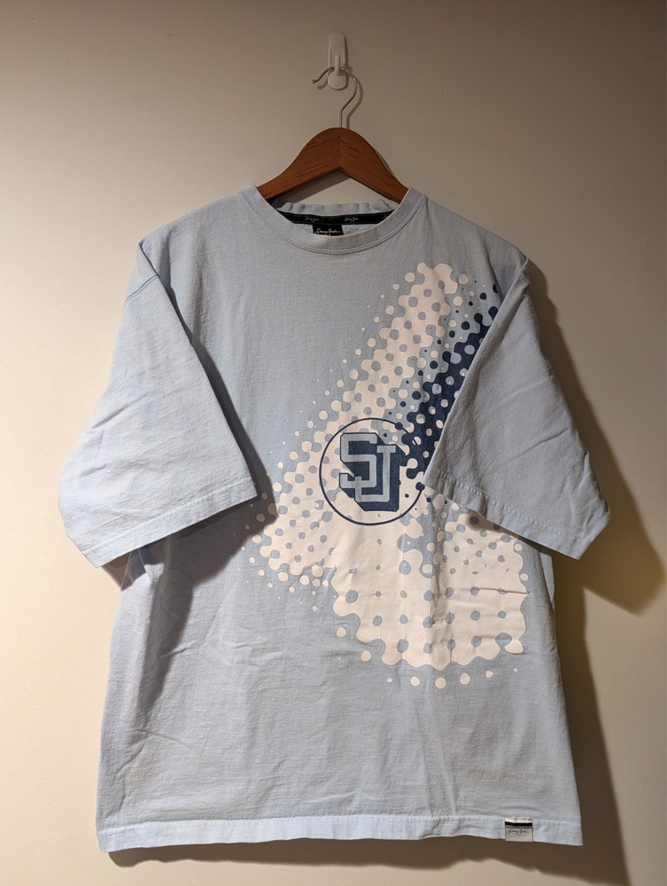Sean John Graphic T-Shirt SJ Logo Abstract Dot Print Streetwear Blue Mens Large-image