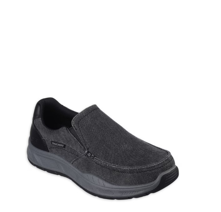 Skechers Men's Cohagen Vierra Relaxed Fit Slip-On Casual Loafer Black -size WIDE