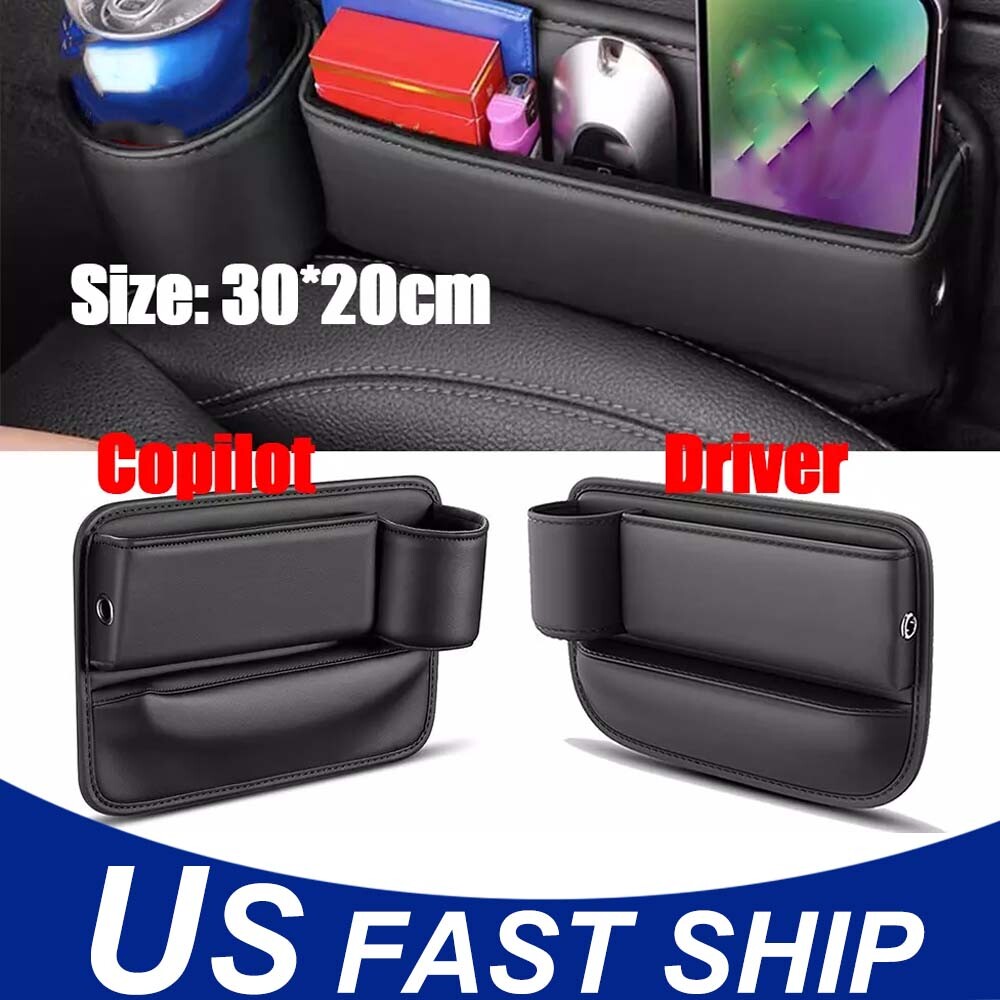 Left Right Car Accessories Seat Gap Filler Phone Holder Storage Box Organizer 2x