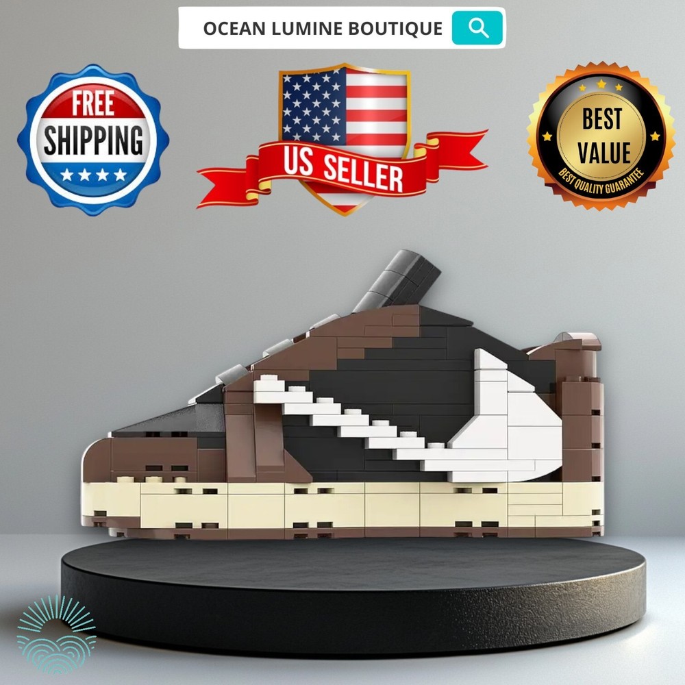 AJ Travis Scott Sneaker Building Bricks, Matching Key Chain, Puzzles Blocks Toy