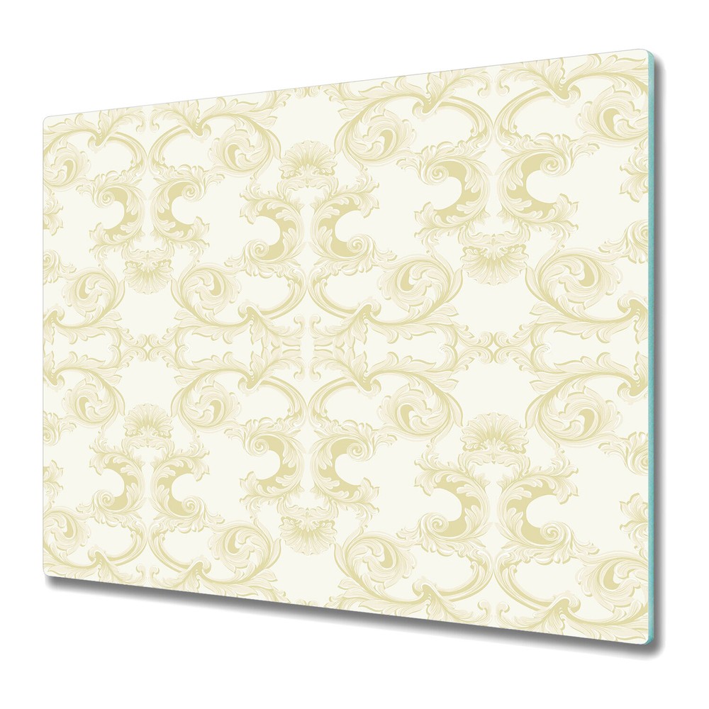 Serving Chopping Board Glass Cover Luxury ornament golden and white 60x52