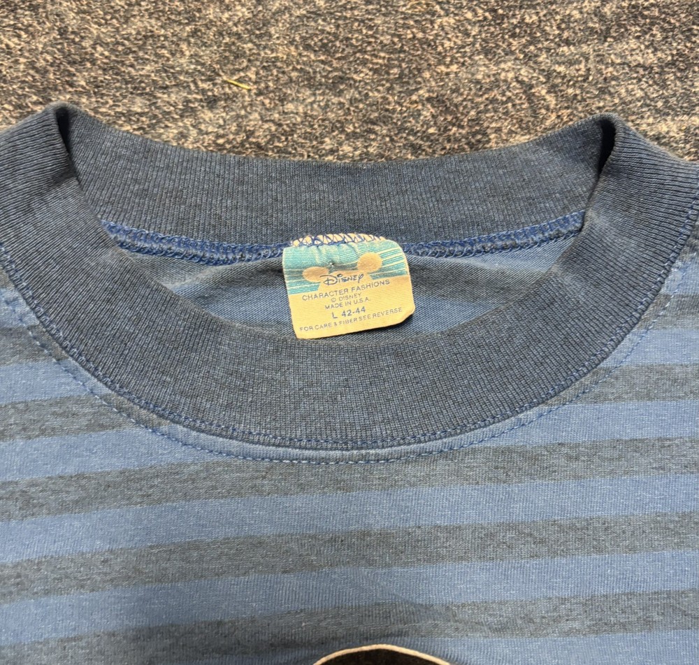 Vintage 90s Stripe Mickey Mouse Walt Disney Ringer Shirt USA Single Stitch