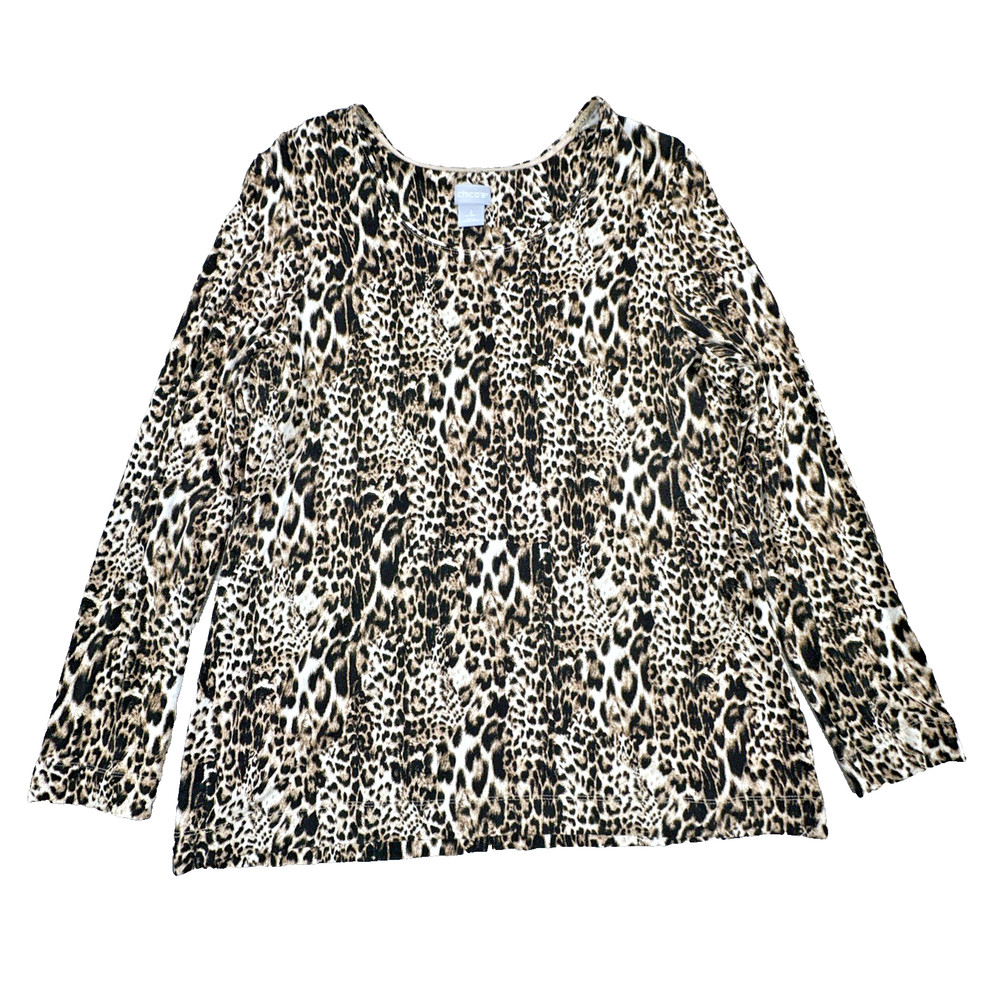 Chico’s Women’s Leopard Long Sleeve Top - Size 2 / US 12 Chic