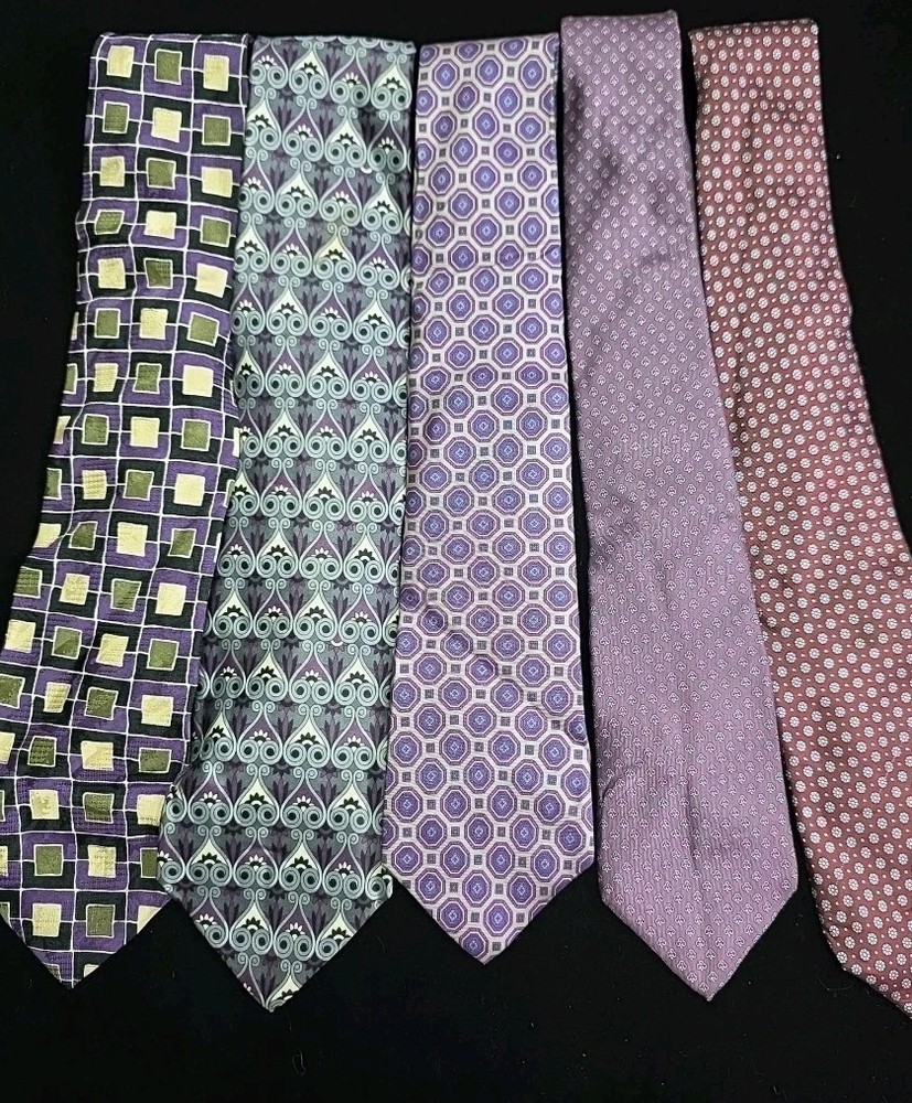 Men's Neck Tie Silk Ties Vtg Lot of 5 G. Beene, Wong, Cardin, Cellini, KS 56x3