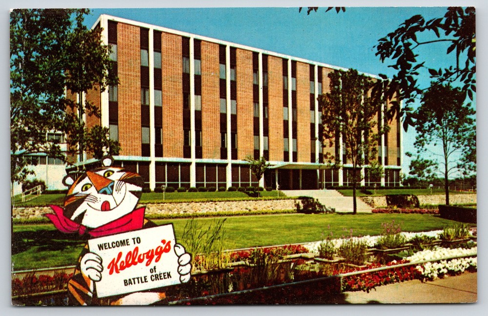 Advertising~Battle Creek MI~Kellogg Cereal Co~Tony The Tiger~Vintage Postcard