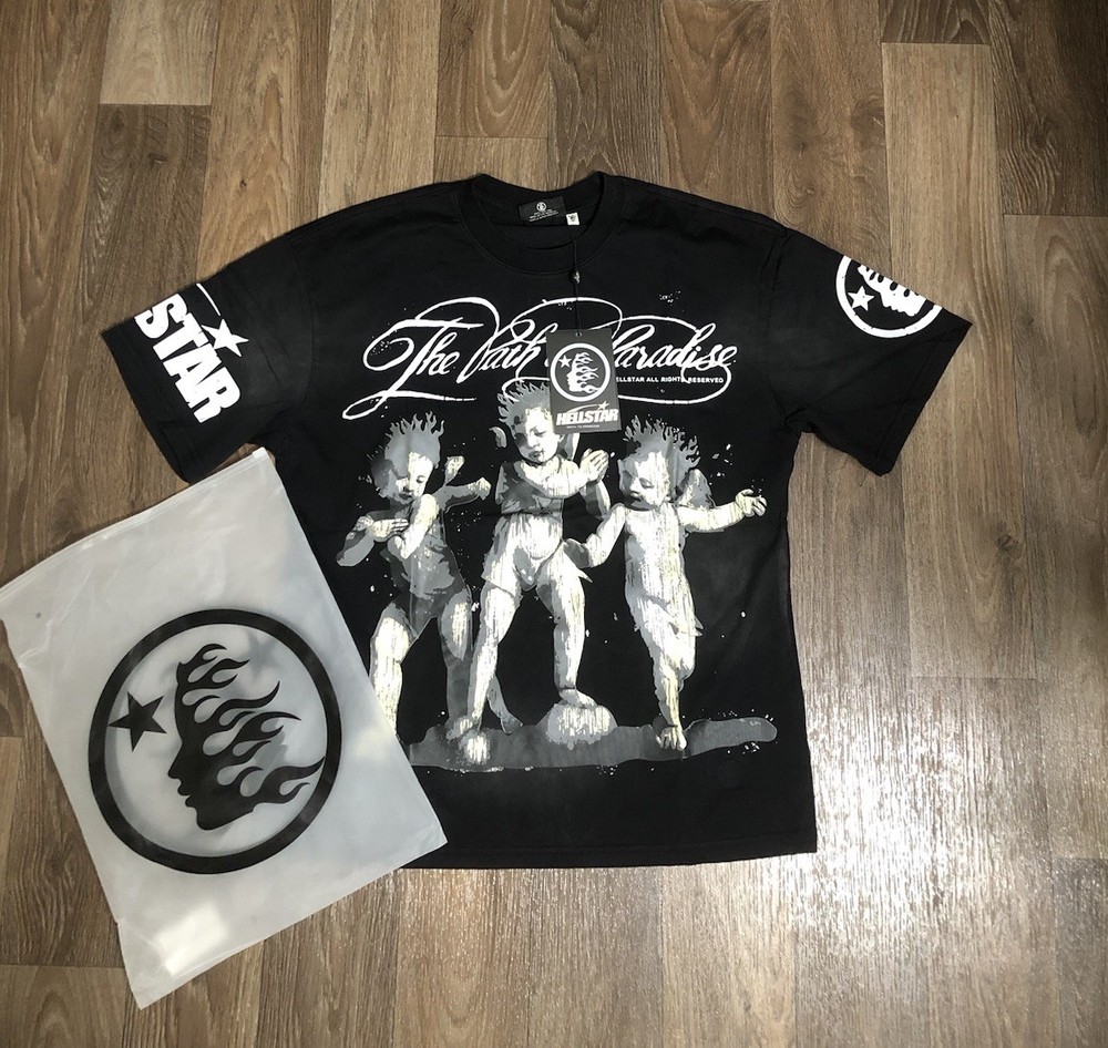 *New* Black Hellstar Graphic T-Shirt with NFC Tag - Size Medium