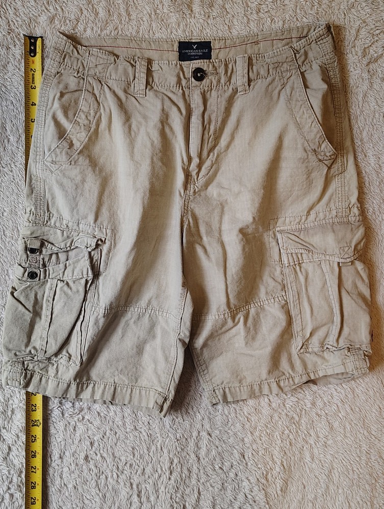 Men's Brown AMERICAN EAGLE classic cargo shorts heavy cotton Size 32 casual