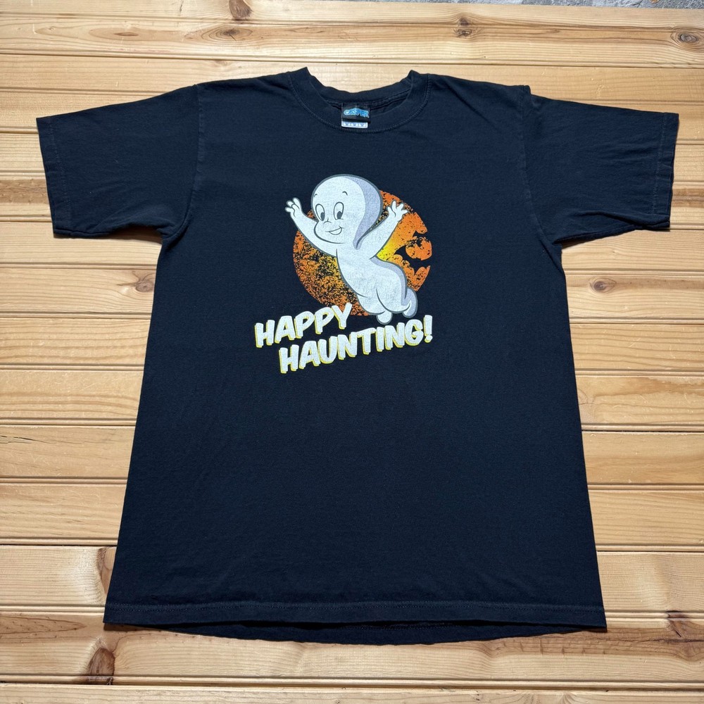 Vintage 90s Casper Happy Haunting Ghost Halloween Graphic T-Shirt - Size Medium