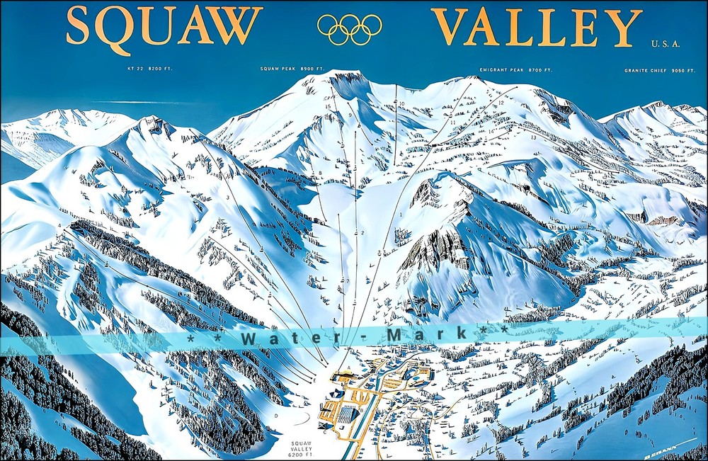 Ski California Squaw Valley 1960 Vintage Poster Print Retro Style Sports Art