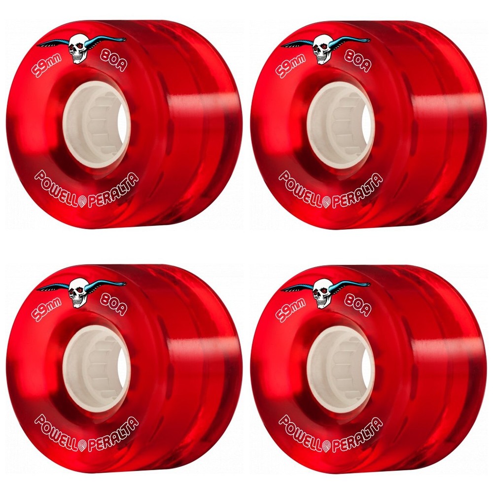 Powell-Peralta Clear Cruiser Red Skateboard Wheels - 59mm 80a (Set of 4)