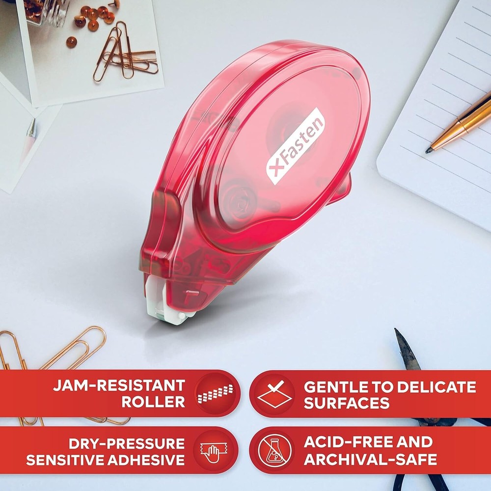 4-Pack XFasten Double Sided Glue Tape Adhesive Roller 8mm x 30ft