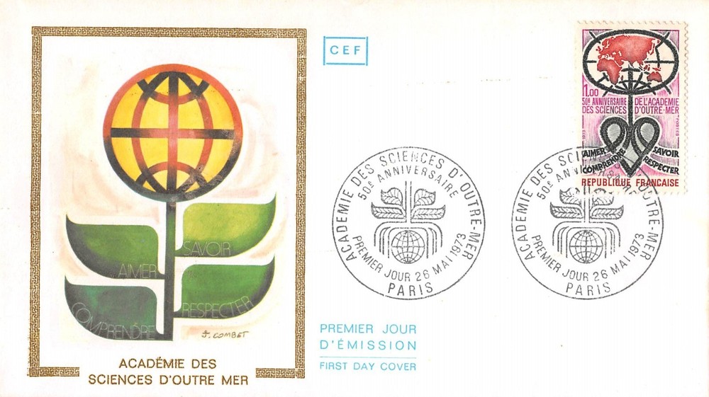 Envelope FDC France Academy of Sciences Overseas 1973 Paris N1-image