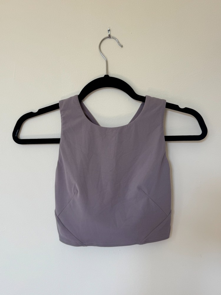 Lululemon Crossback Longline Crop Sports Bra Size 4/6 Lavender Purple High Neck