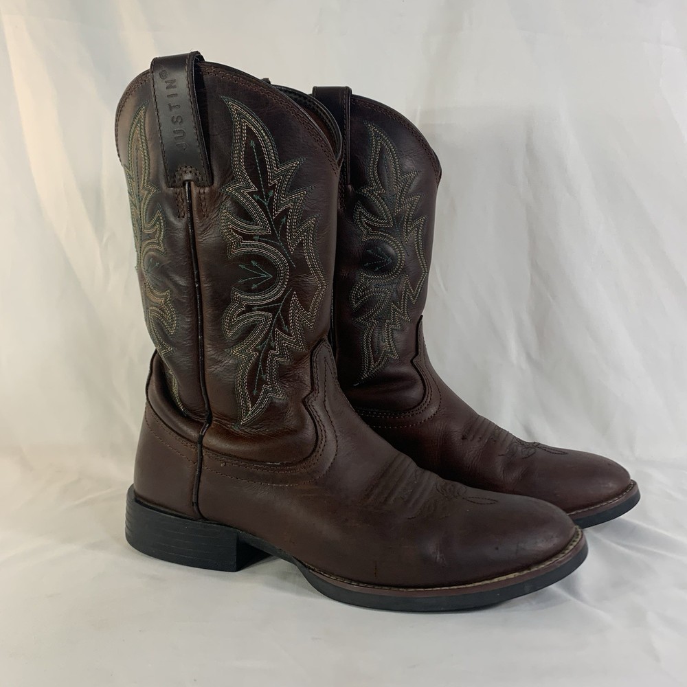 Justin Men's 7231 Buster Brown Soft Toe Embroidered Cowboy Work Boots 9.5D