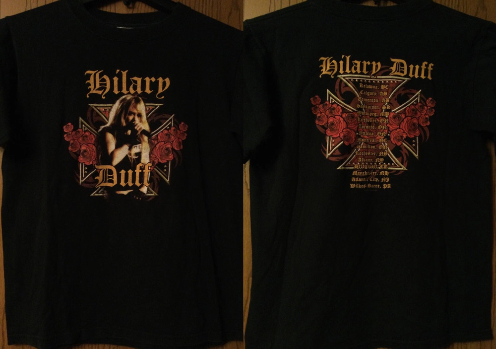 2 Sides Hilary Duff - 2005 Black Tour Shirt Reprint Full size S-5XL