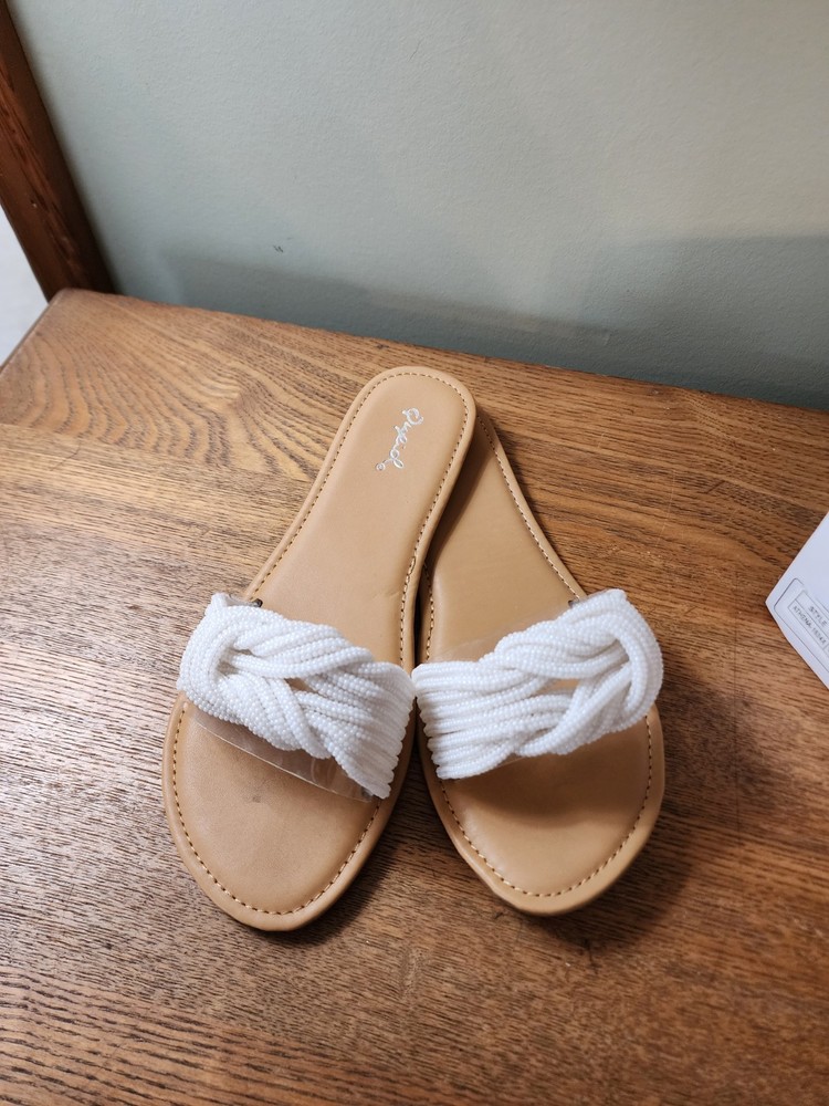Qupid Women's Athena Flat Slides Size 6.5