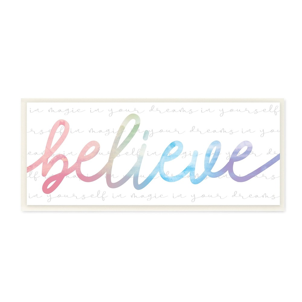 Stupell Multi-Color Rainbow Text Motivational Phrase 7x17 Art