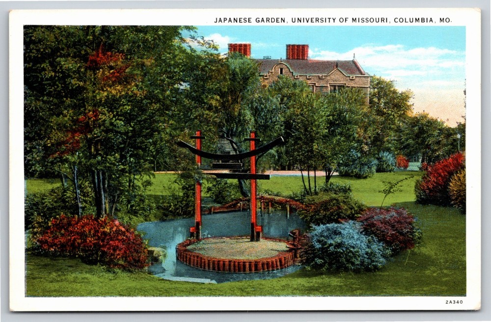 Columbia Missouri~Japanese Garden University of Missouri~Vintage Postcard