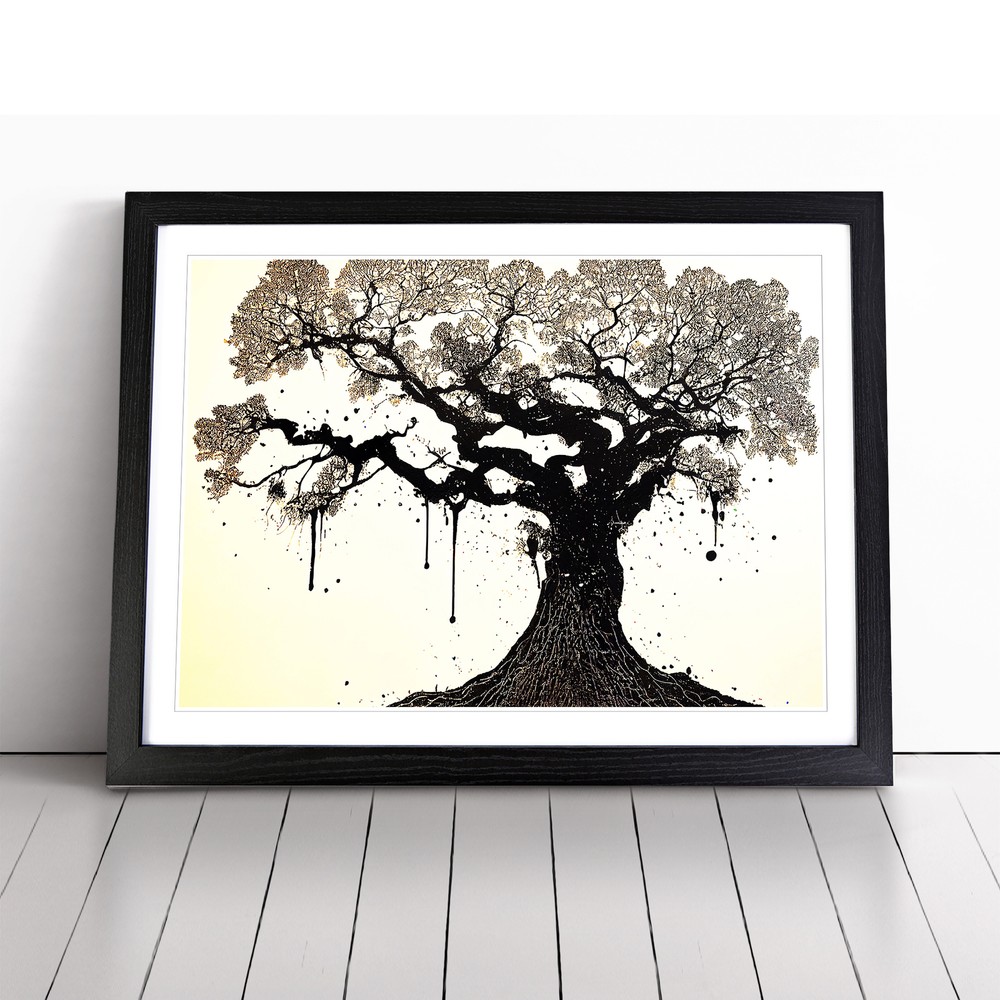 Beautiful Oak Tree Framed Canvas Wall Art Print Poster Picture, Home Decor