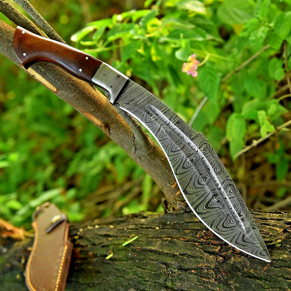 Full Tang Damascus Fixed Blade Gurkha Kukri Service Knife Tactical Outdoor