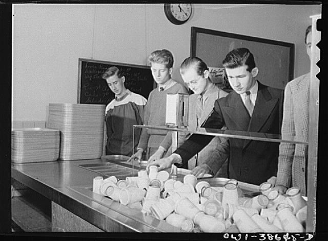 Washington DC Woodrow Wilson High School Cafeteria 1943 Student Lunch Line
