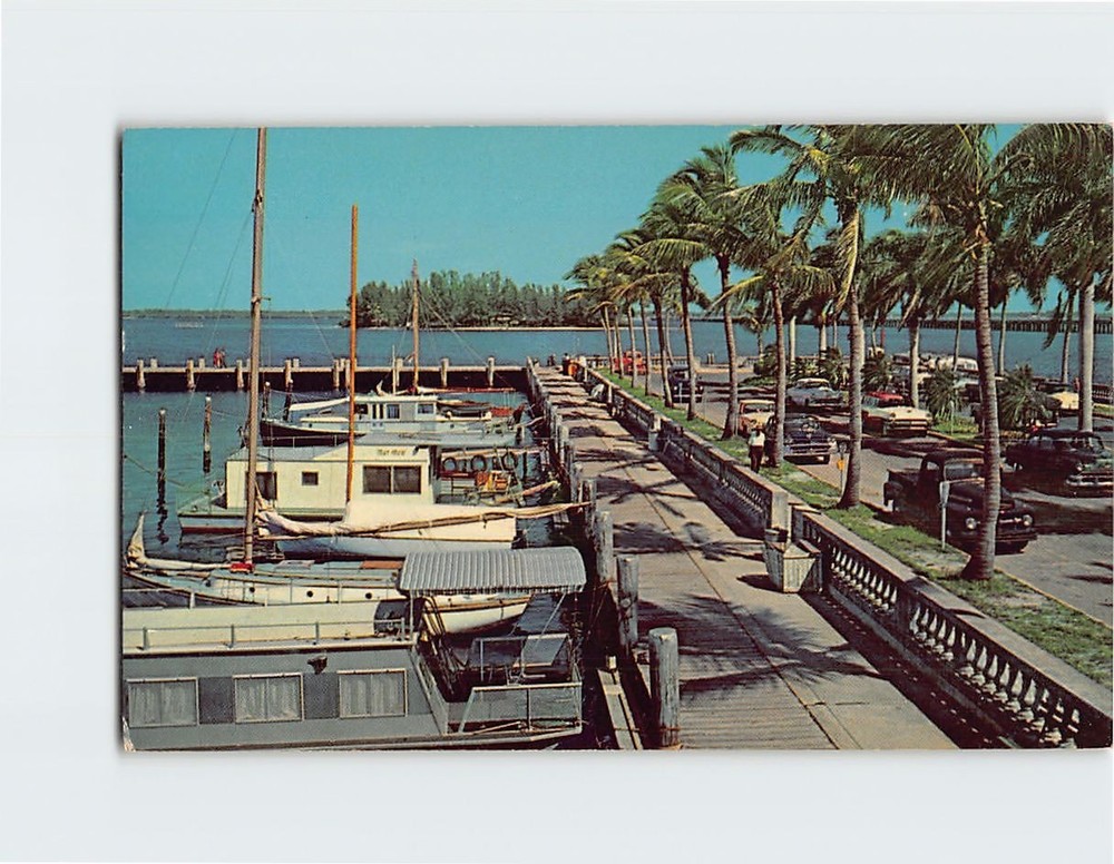 Postcard Yacht Harbor & Tropical Island Caloosahatchee River Fort Myers Florida