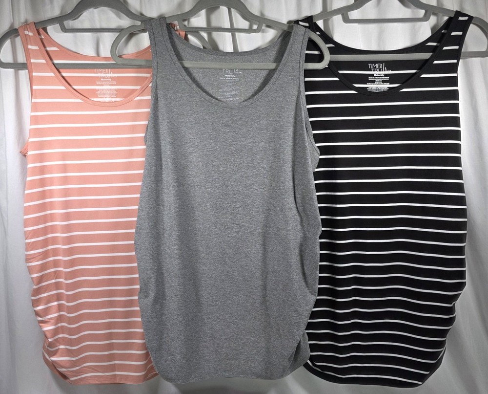 (3) Maternity Time & Tru Tank Top/Sleeveless Shirts Size Large Lot