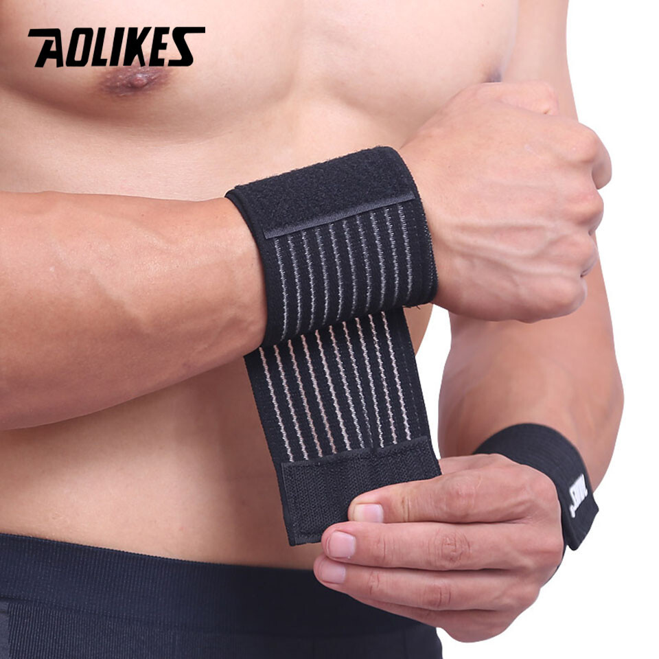 AOLIKES Cotton Elastic Hand-Wrist Support Band Gym Fitness Powerlifting MenWomen
