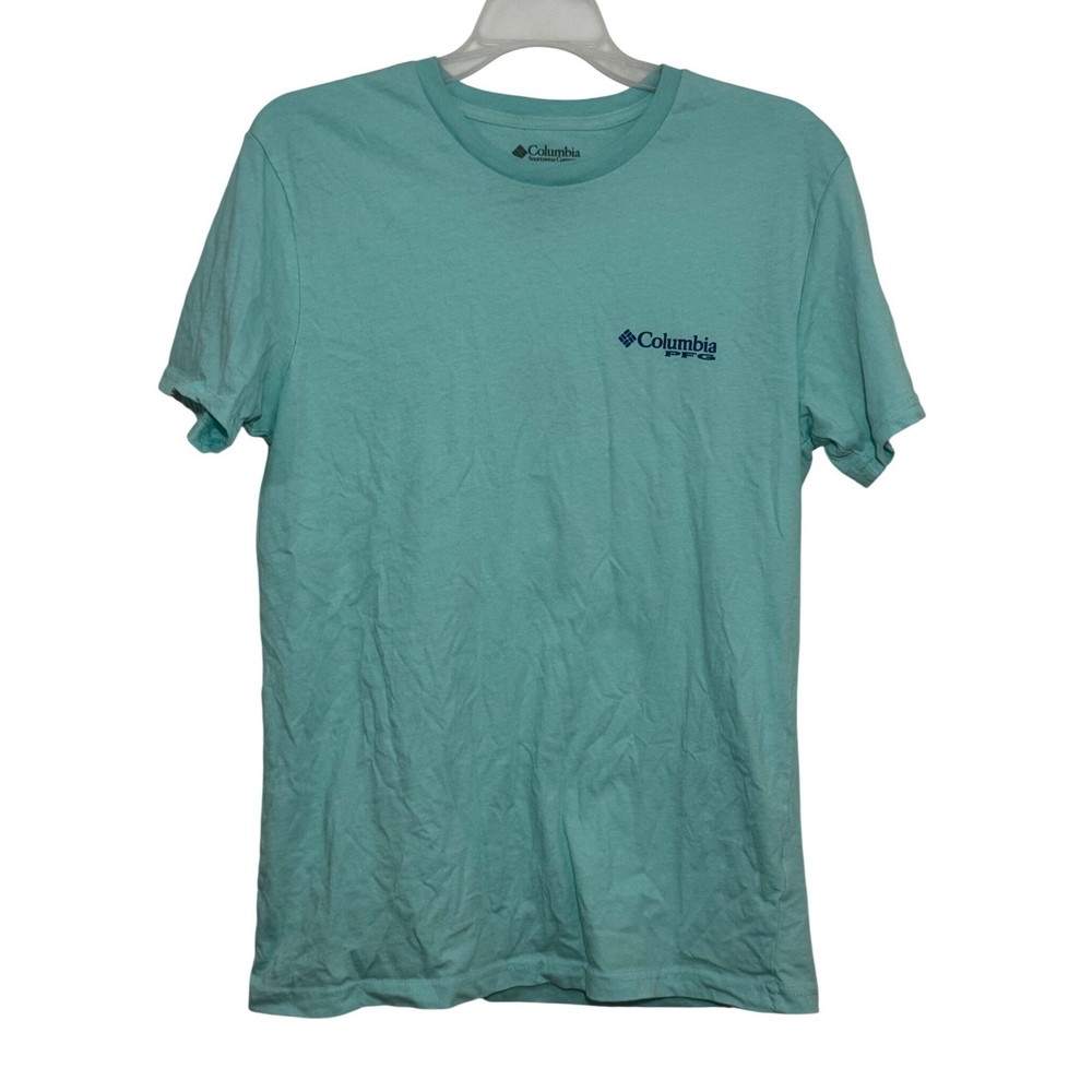 Columbia PFG Mens Performance Fishing Gear Graphic T-Shirt Teal Aqua Medium