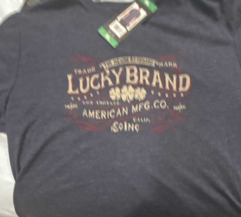 Lucky Brand Men's XL Blue Graphic Print Logo Short Sleeve T-Shirt