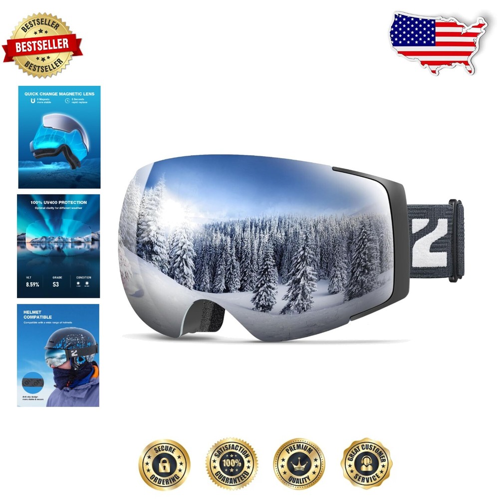 X4 Snow Goggles for Men Women UV Protection Easy Lens Change