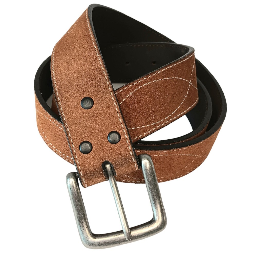 Belt Suede Brown Leather With Figure 8 White Stitching Gunslinger