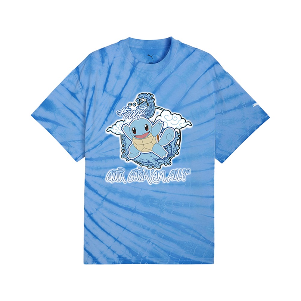 PUMA Pokemon X Hoops Squirtle Crew Neck Short Sleeve T-Shirt Mens Blue Casual To