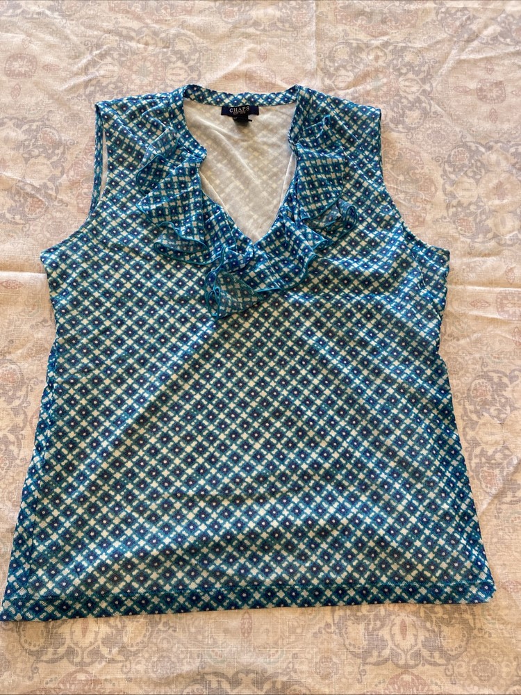 Chaps Women's Size XL Blue Sleeveless Pullover Blouse
