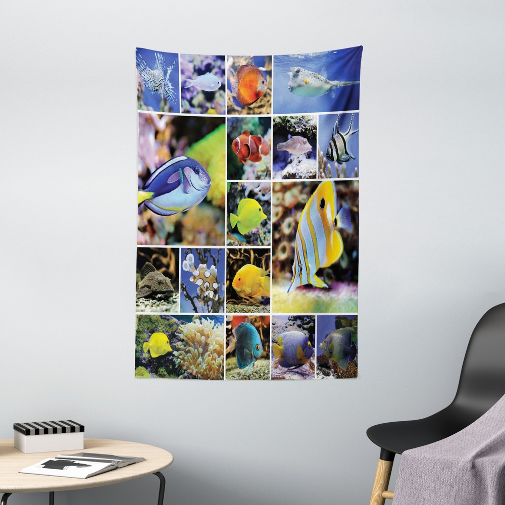 Tropical Tapestry Collage of Underwater Print Wall Hanging Decor