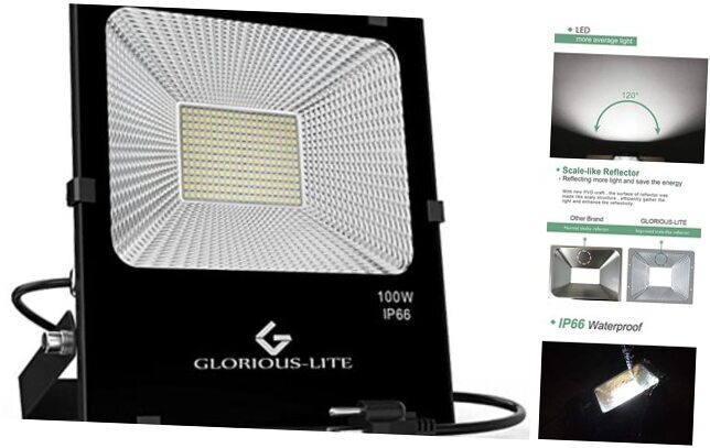 100W Flood Lights Outdoor, 8000 Lumen LED Floodlight Plug in for Outside