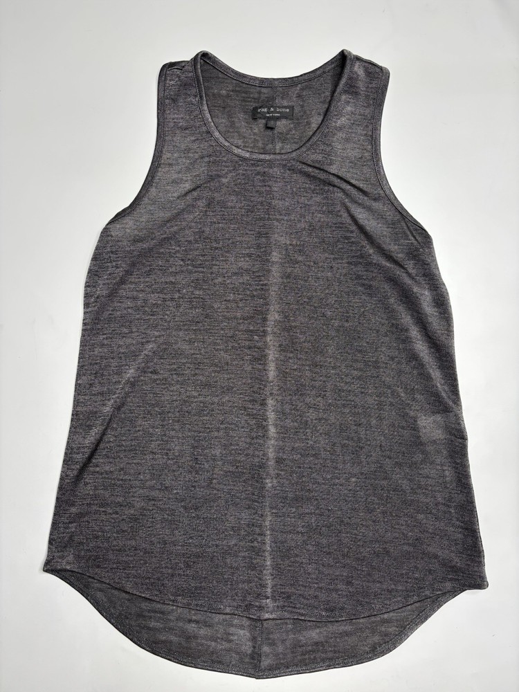 Rag & bone Women's Black Metallic Scoop Neck Sleeveless Tank Top Size Small